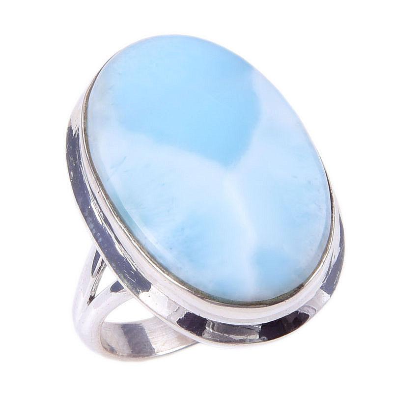 Natural Republic Larimar Gemstone 925 Solid Sterling Silver Gift Ring S.6 D9V12