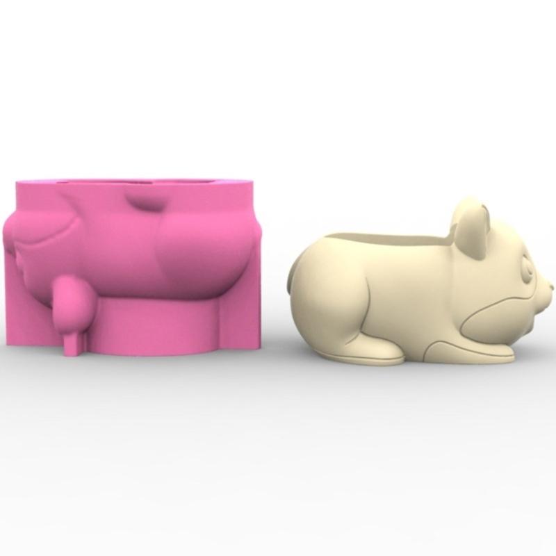 Gardening Pots Mold Succulent Plant Pots Mould Animal Shape Silicone Concrete Casting Mold for Epoxy Resin and Pen Holder