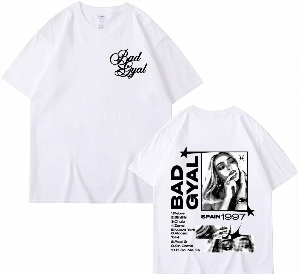Singer Bad Gyal Album Tour 2025 Graphic T Shirts Unisex Women Vintage Hip Hop Classic Pop Music Tshirt High Quality Loose T Shirt