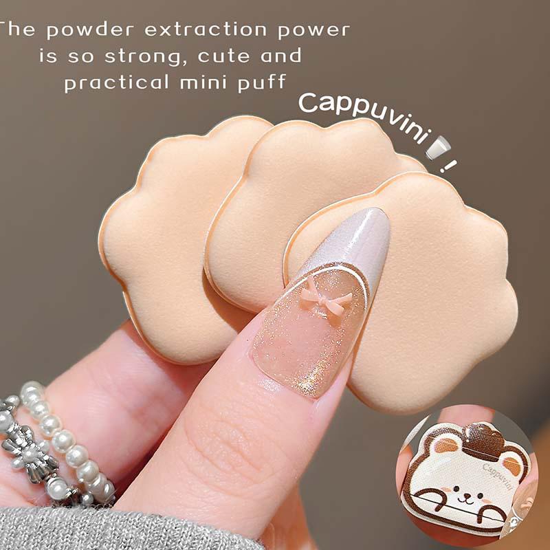 Set di 4 Mini Puff per Trucco per Dita Uso Doppio Asciutto e Bagnato Spugne Morbide per Fondotinta Cushion Applicatore Cosmetico Strumenti per Trucco