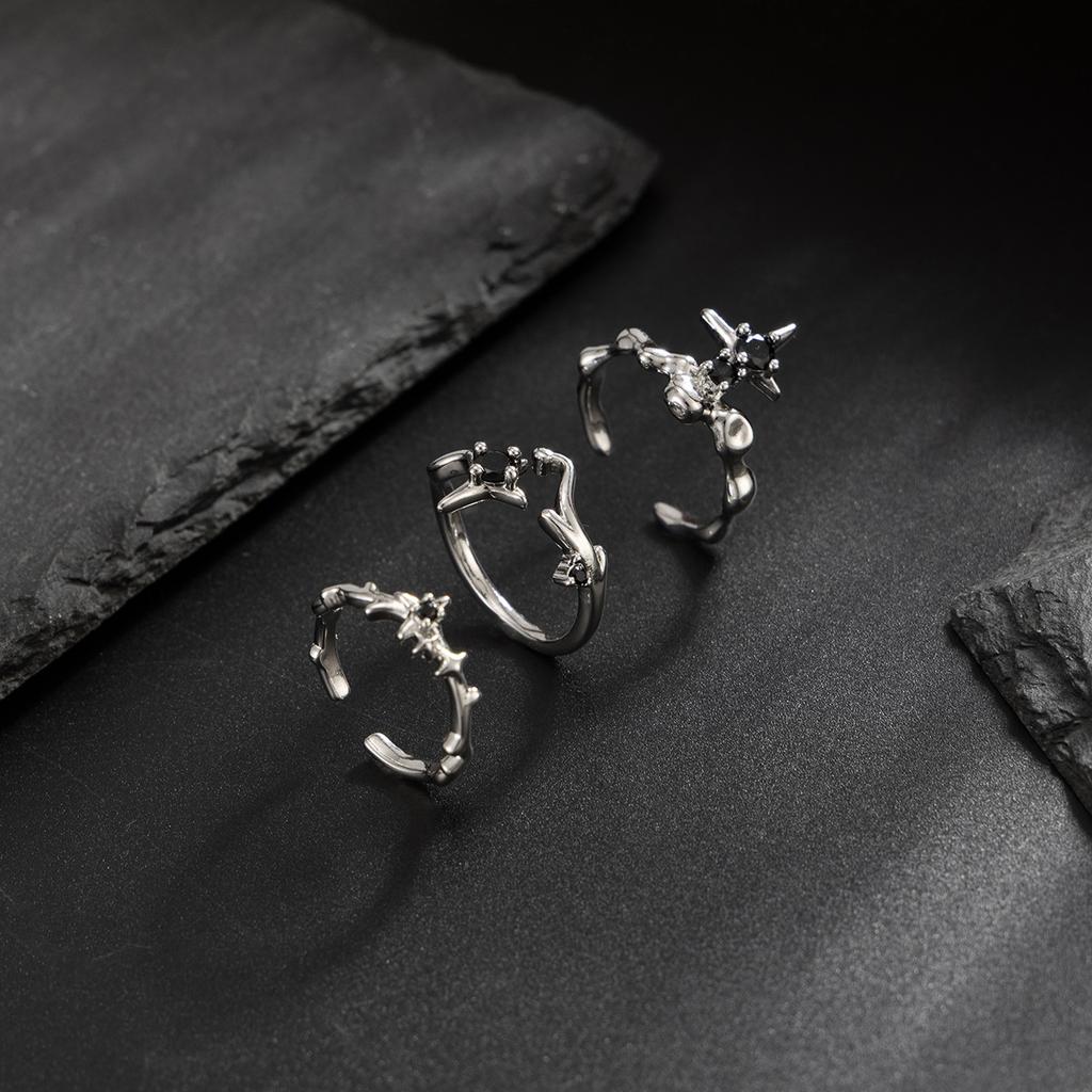 Hip-Hop Niche Liquid Metal Ring for Men, High-End Diamond-Studded Star Ring, Men's Jewelry