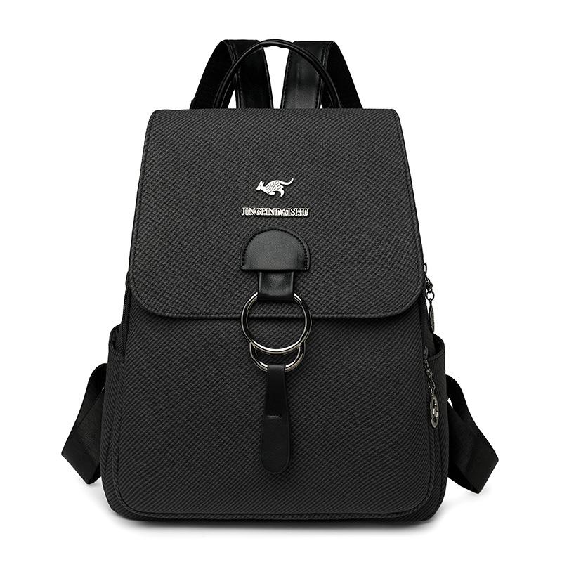 Schoolbag backpack women pu fabric texture commuting large capacity waterproof travel anti-theft backpack niche retro Baigou bag