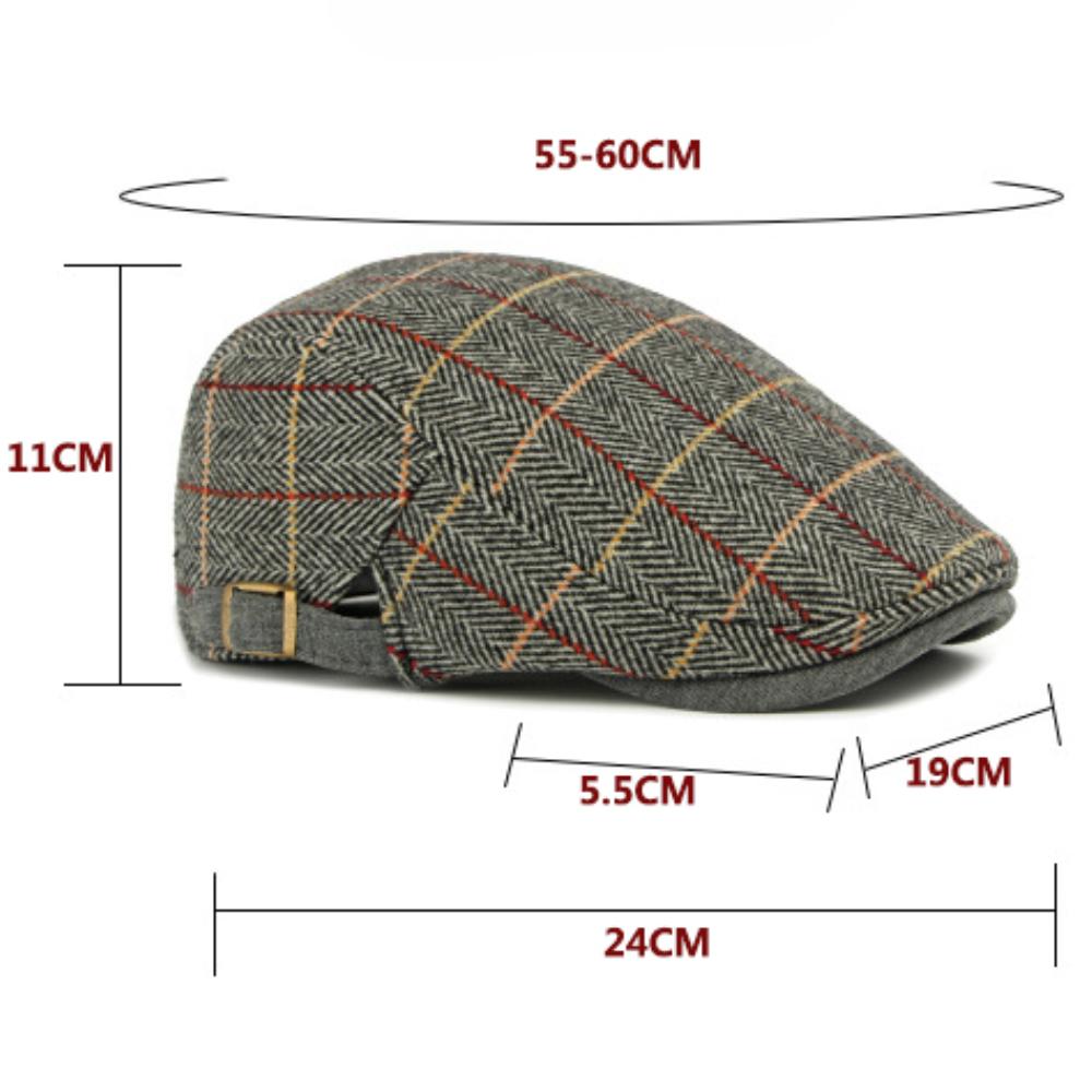 HT4909 Beret Cap Spring Autumn Winter Wool Hat Artist Painter Plaid Beret Hat Male Female Ivy Flat Cap Adjustable Mens Berets