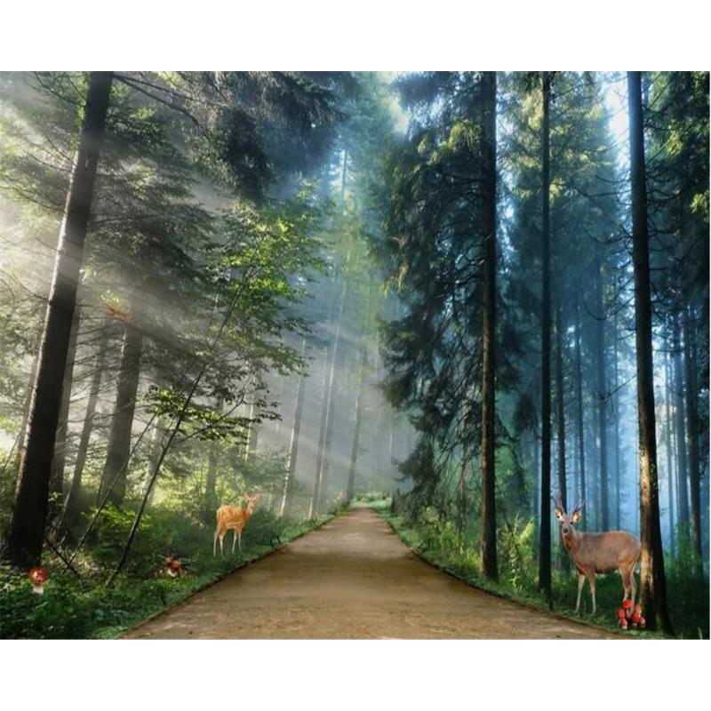 Natural Landscape Wall Paper Sunshine Forest Elk Mural Living Room Bedroom Background Wall 3d Wallpaper