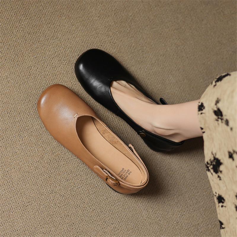 Fashion New Spring/autumn Genuine Leather Women Shoes Round Toe Mary Jane Shoes for Women Fashion Loafers Shoes Low Heels Women Pumps