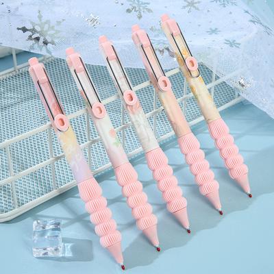 5Pcs Cute Press Neutral Pen Mutil-styles Ball Point Pen Black Ink Signature Pen Writing Tool with Clip Creative Stationery