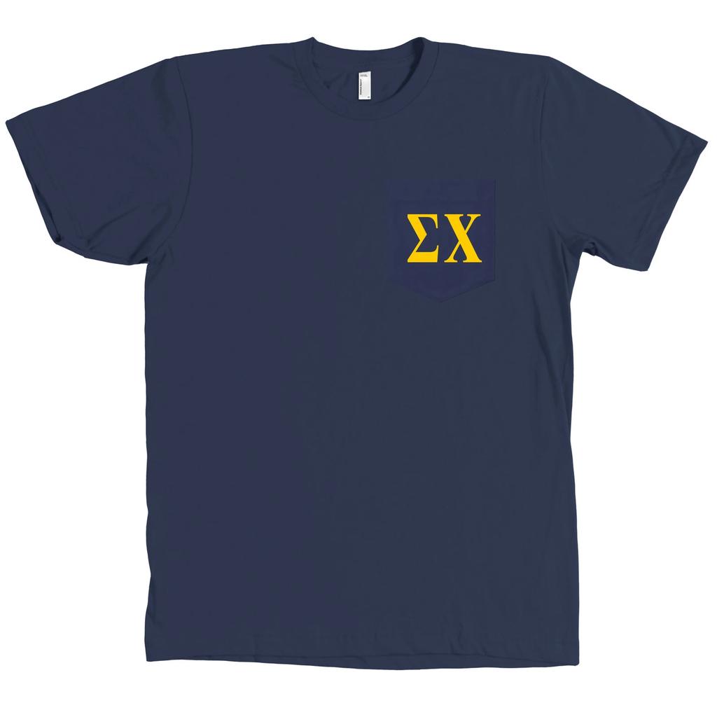 Sigma Chi Bella + Canvas POCKET Marineblau T-Shirt Bruderschafts-T-Shirt NEU