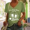 Summer V-neck 3D Printed Top Fashionable Casual Short Sleeved Women's T-shirts
