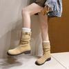 2024 New Spring Autumn Belt Buckle Women Ankle Boots Square Low Heels Casual Short Bootas Ladies Slip On Shoes