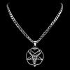 Gothic Skull Goat Pentagram 316L Stainless Steel Pendant Necklace for Women Men Silver Color Inverted Star Jewelry Amulet Gift
