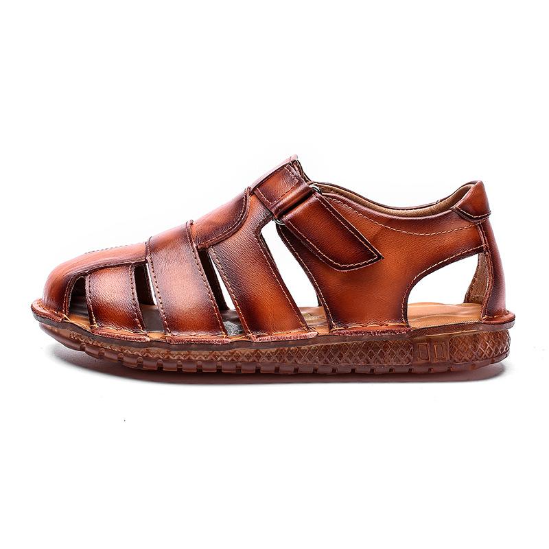 Fashion 2024High Quality Genuine Leather Men Sandals Breathable Outdoor Beach Men Roman Sandals Casual Men's Shoes