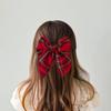 Vintage Large Fable Plaid Fabric European American Style Gradient Color Bow Hair Clips Neutral for Baby Girls Women for Party
