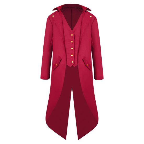 Gentleman Tailcoat Solid Color Long Sleeves Gothic Outerwear Single Breasted Split Tuxedo Coat for Halloween