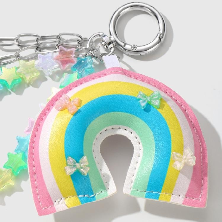 Lovely Heart Keyrings Star Keyholders Braided Rope Keychain Rainbow Car Key Rings Bag Charm for Bag Backback Decoration