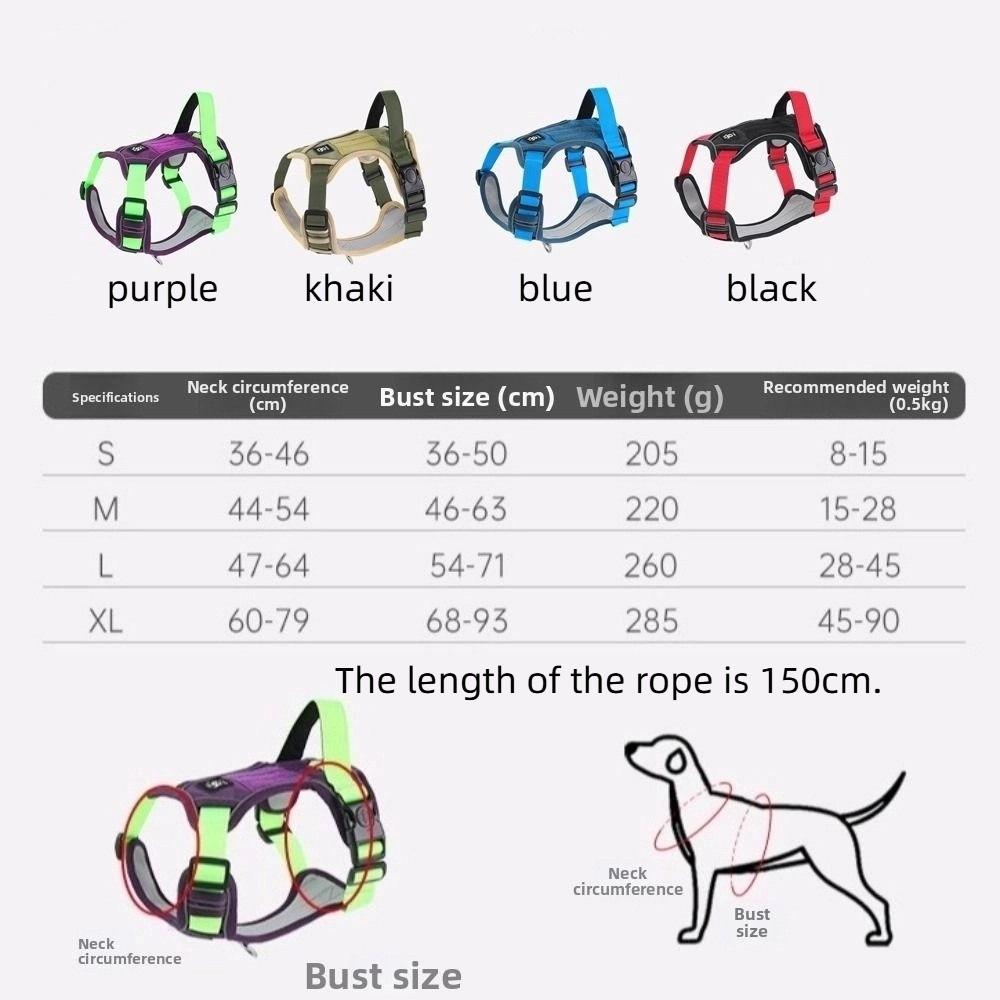 Multi-Point Adjustment Anti-Pull Dog Harness Reflective Dog Leash Dog Chest Strap  Daily Walks