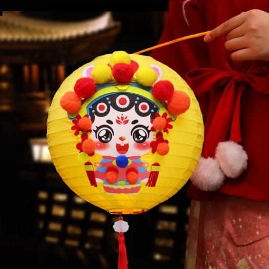 DIY Lantern Kit with Soft Light LED Bulb Rabbit Design Mid-Autumn Festival Lantern Material Pack Parent-Child Fun Crafting Set