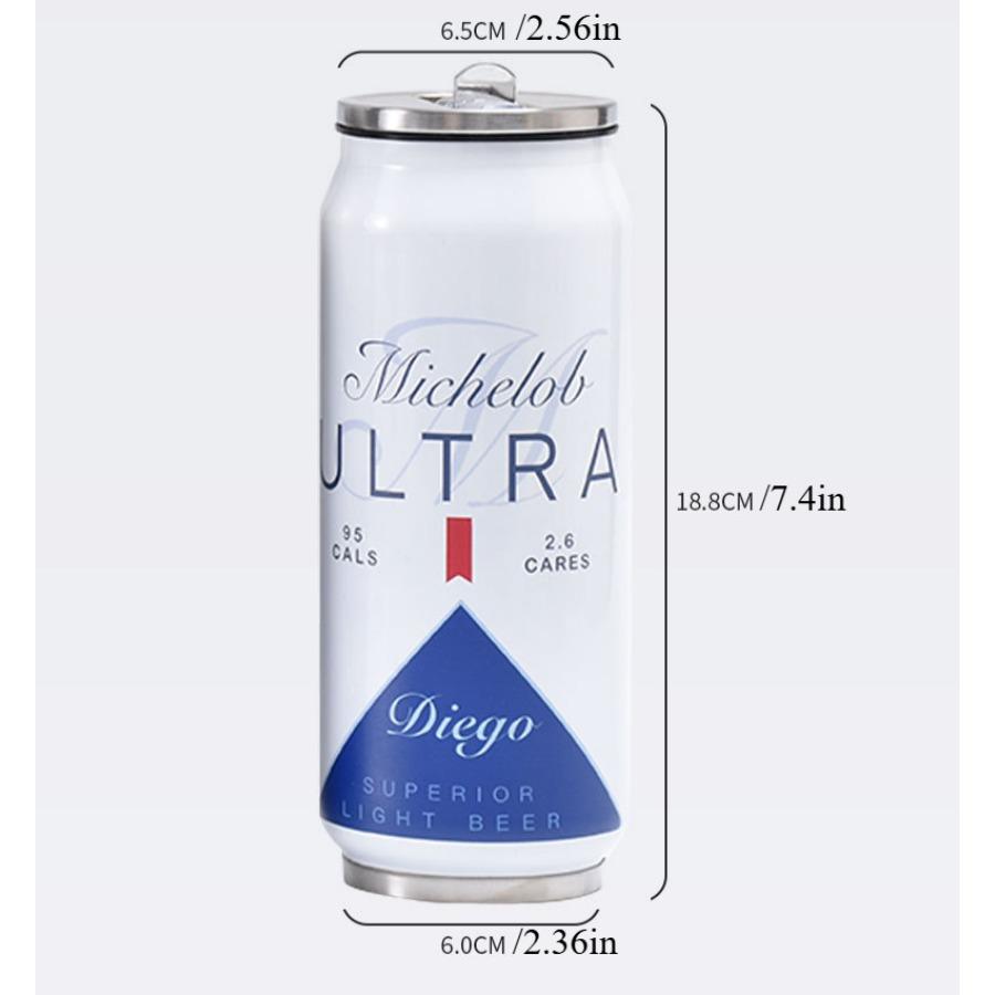 Stainless Steel Cup Creative Beer Can Insulated Cup Vacuum Cups with Straw Cold Keeper Cola Cans Insulated Bottle