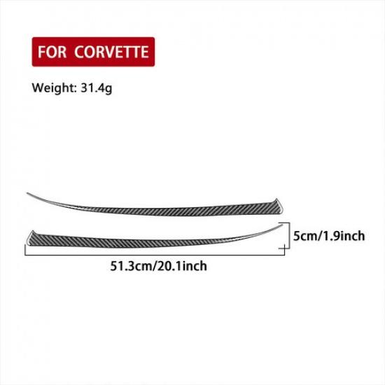 2x Real Carbon Fiber Front Headlight Below Lamp Strip Trim For Corvette C8 20-24