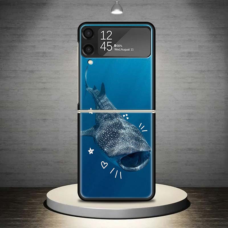 Ocean Whale Shark Phone Case For Samsung Galaxy Z Flip 7 6 5 4 3 5G Shockproof Cover Z Flip7 Flip6 ZFlip5 Flip3 Flip4 Luxury She