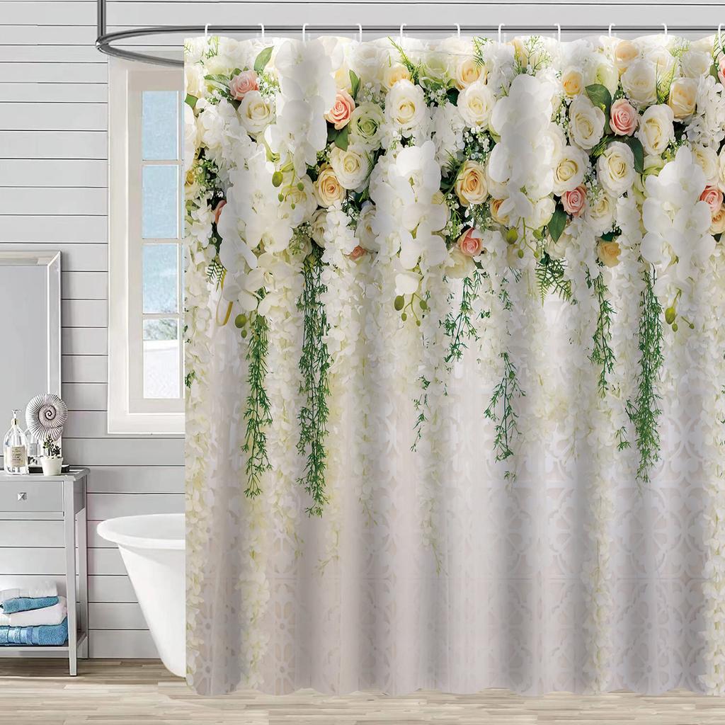 Shower Curtain Waterproof And Mildew-Proof 3D Digital Printing Plant Stone Printing Shower Bathroom Partition