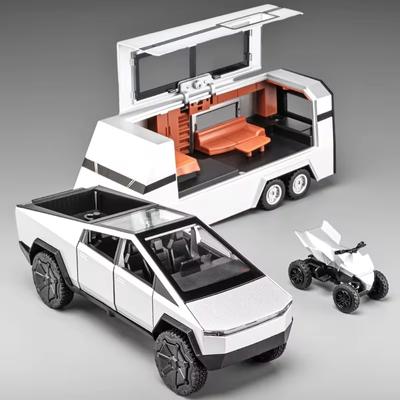 2025 Neues 1/32 Cyber-Spielzeug-Truck-Pickup-Legierungsautomodell, Druckguss-Geländewagen, LKW-Automodell, Sound- und Licht-Kinderspielzeug-Geschenk