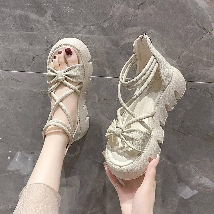 Roman sandals women's 2025 summer outer wear gentle small fragrant style with skirt small height increase muffin platform sandals