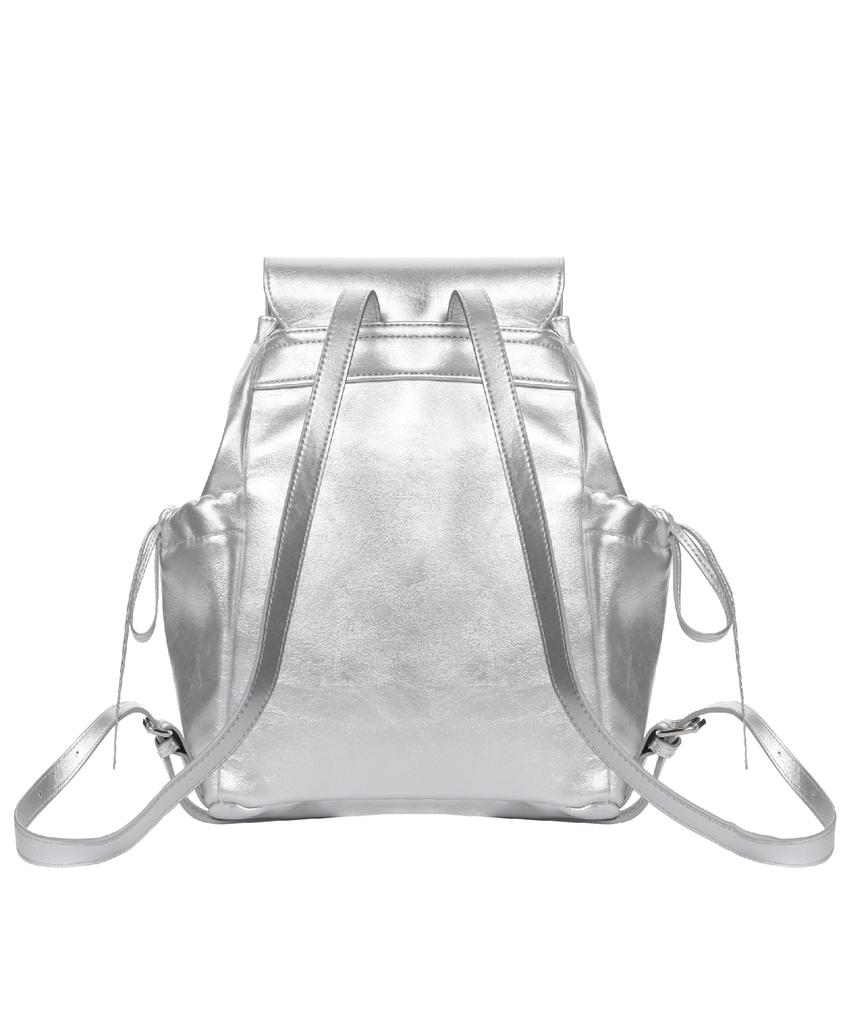 Nick&Nicole Crystal Leather Shirring Backpack_Silver