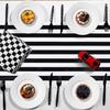 10 Pcs Striped Plastic Table Runner 14 X 108 Inch Black and White Disposable Table Runner for Birthday Parties Wedding Decorations Baby Shower Racing