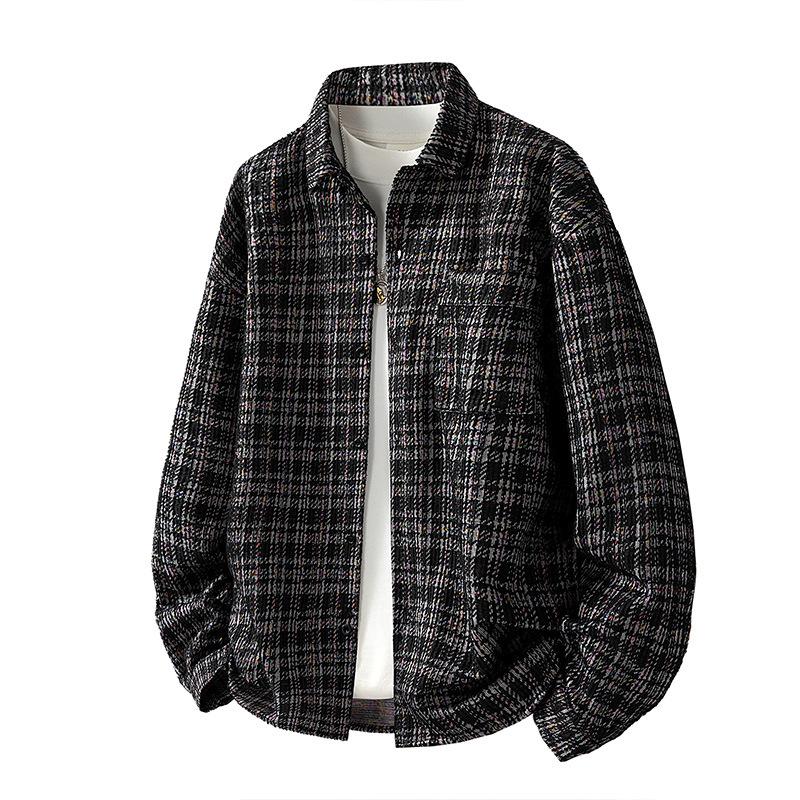 

Рубашка большого размера Мужской вязаный кардиган с цветочной текстурой Рубашка L чёрный