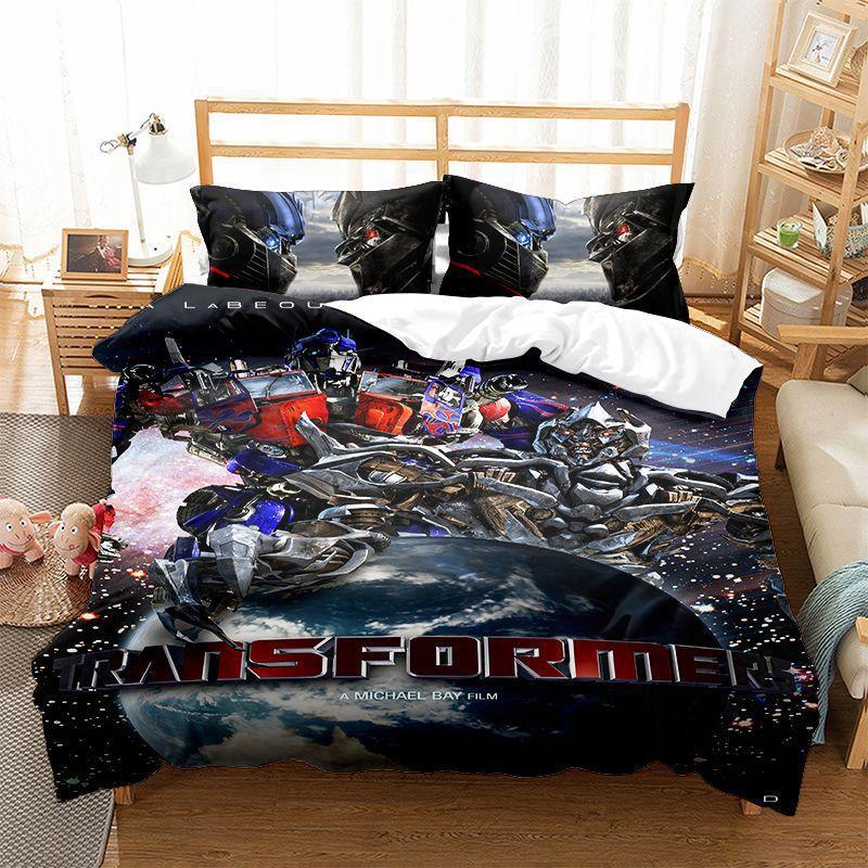 Transformers Printed Quilt Cover Pillowcase 3D Digital Printing Three-Piece Set