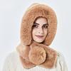 Pălărie de toamnă și iarnă pentru femei, eșarfă caldă, eșarfă plușată, pălărie pulover integrată, protecție pentru urechi, rezistentă la vânt, pălărie Lei Feng pentru călărie