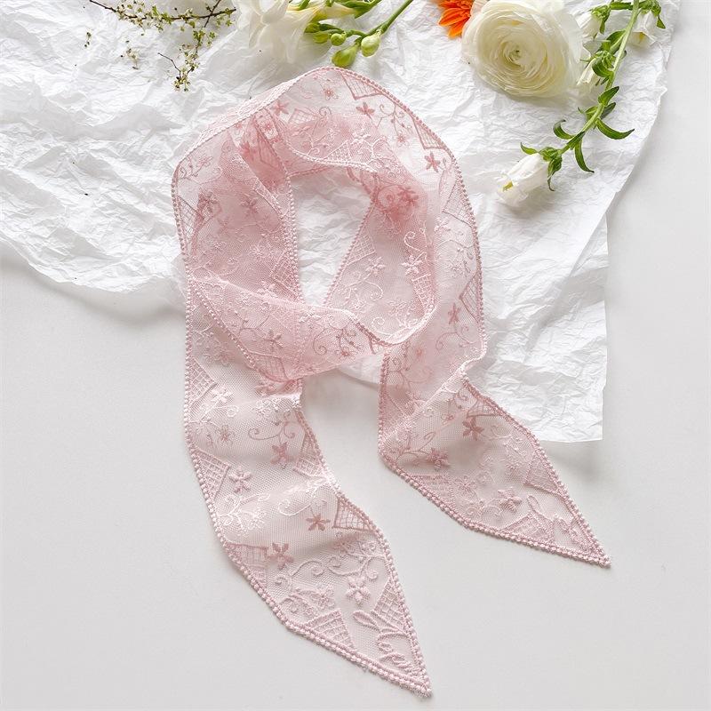 Korean Version Ins Pure Desire Lace Long Scarf Women's Spring Summer Hot Girl Layering French Accessories Hair Tie Headband