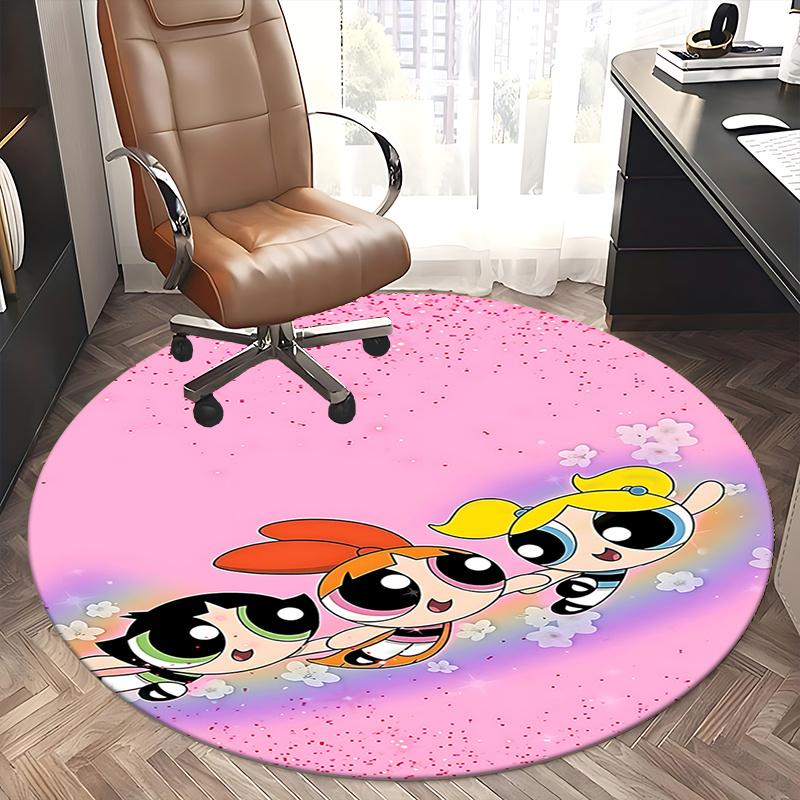 Powerpuff Girls Chair Mat Round Carpet - Home Decor, Sofa Rug, Office Mat, Suitable for Bedroom