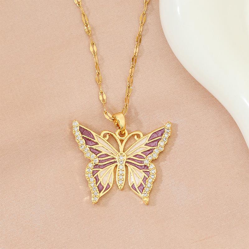 Xiulu Butterfly Necklace Women'S Simple Ol Fresh Natural Symphony Pendant