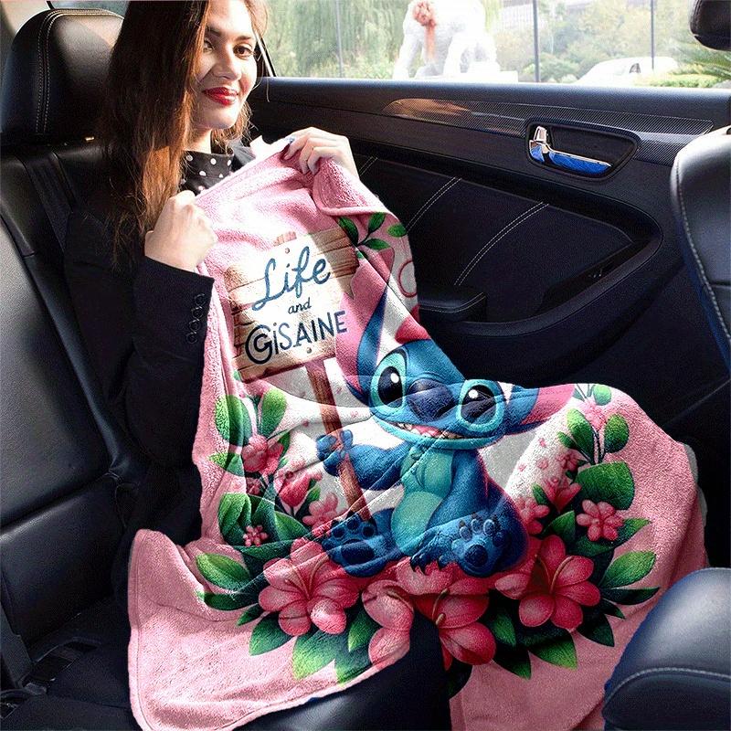 1pc Cute Stitch Printing Blanket - Soft, All-Season Throw for Living Room, Gift with Adorable Cartoon Design