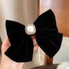 French Retro Red Velvet Oversized Bow Hair Clip for Women - Autumn/Winter Edition