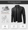 2025 Men's Color Block PU Leather Motorcycle Jacket - British Casual Style