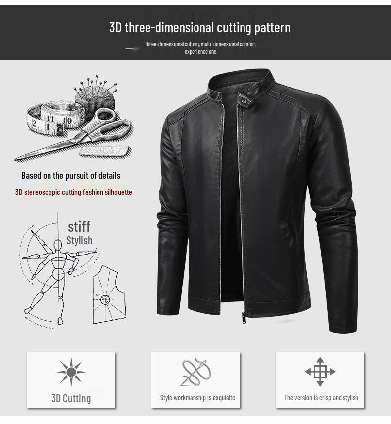 2025 Men's Color Block PU Leather Motorcycle Jacket - British Casual Style