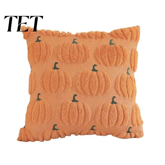 Cute Halloween Living Room Accents Plush Pumpkin Cushion Cover, Throw Pillow 18 X Inch Modern Minimalist Home Decor Ghost Soft Case for Spooky Season,