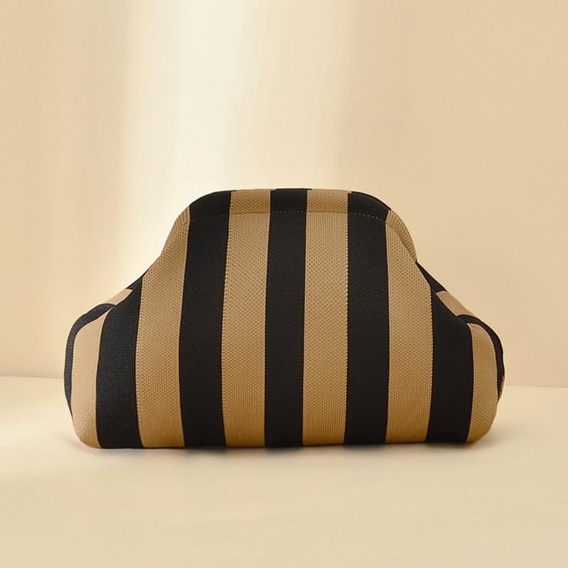 Striped Mahjong Accessory Pouch, Soft Polyester Handheld Bag for Game Pieces, Cosmetics, Keys and Daily Carry Use