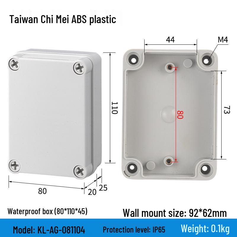 Outdoor Waterproof ABS Power Supply & Monitoring Socket Box with Wiring Terminal & Button