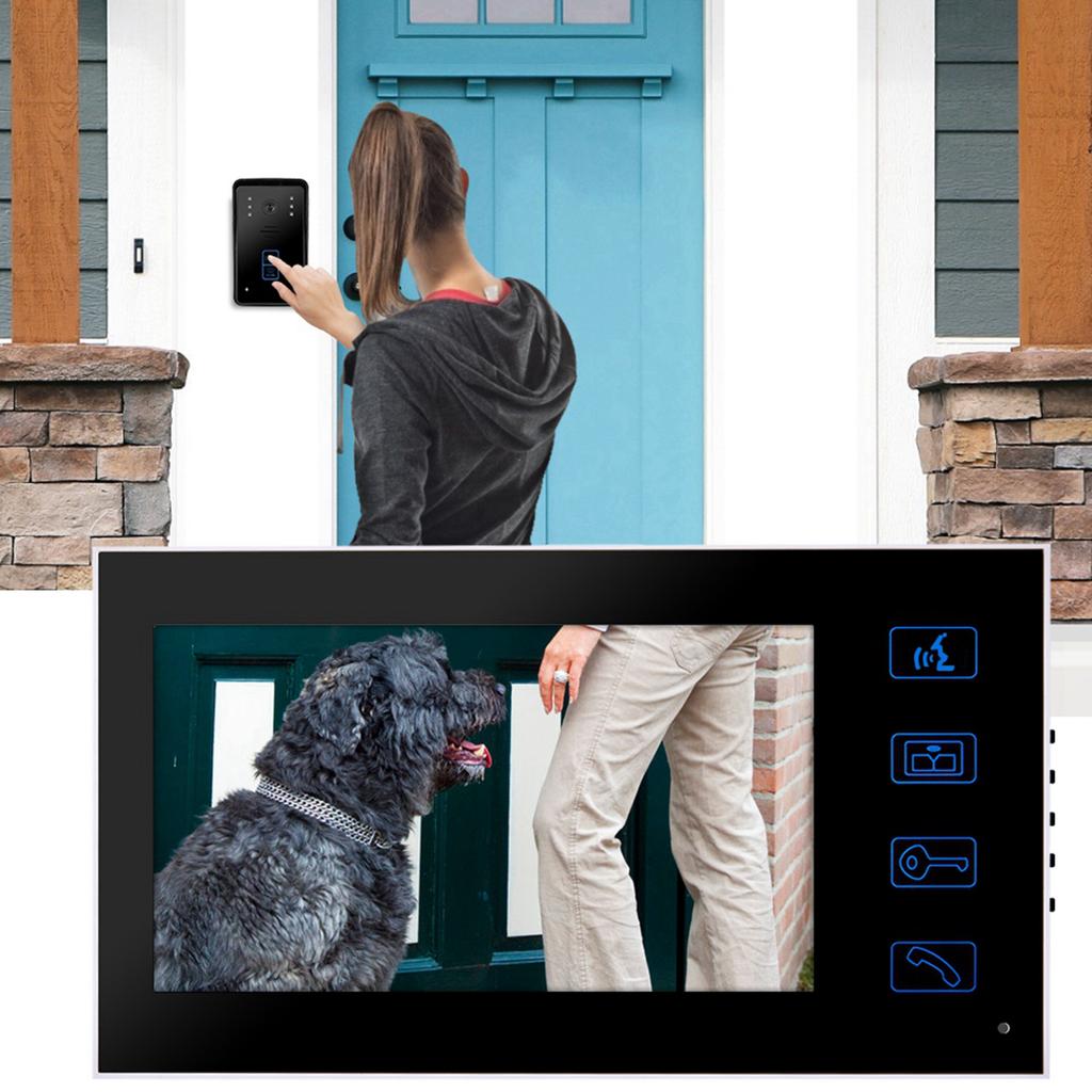7in TFT Wired Video Door Phone Doorbell Intercom System Touch Key IR Night Vision