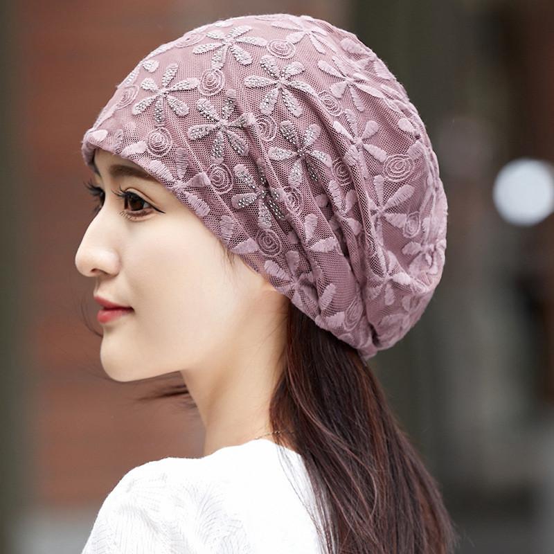 Womens Korean Style Flowy Waterdiamond Decorated Round Top Hat For Spring And Fall