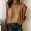 Summer Tops for Women, Round Neck Sleeveless Pullover Tops, Pure Color Stretchy Regular Fit Vest for Work Party Vacation Office Date Casual Wear