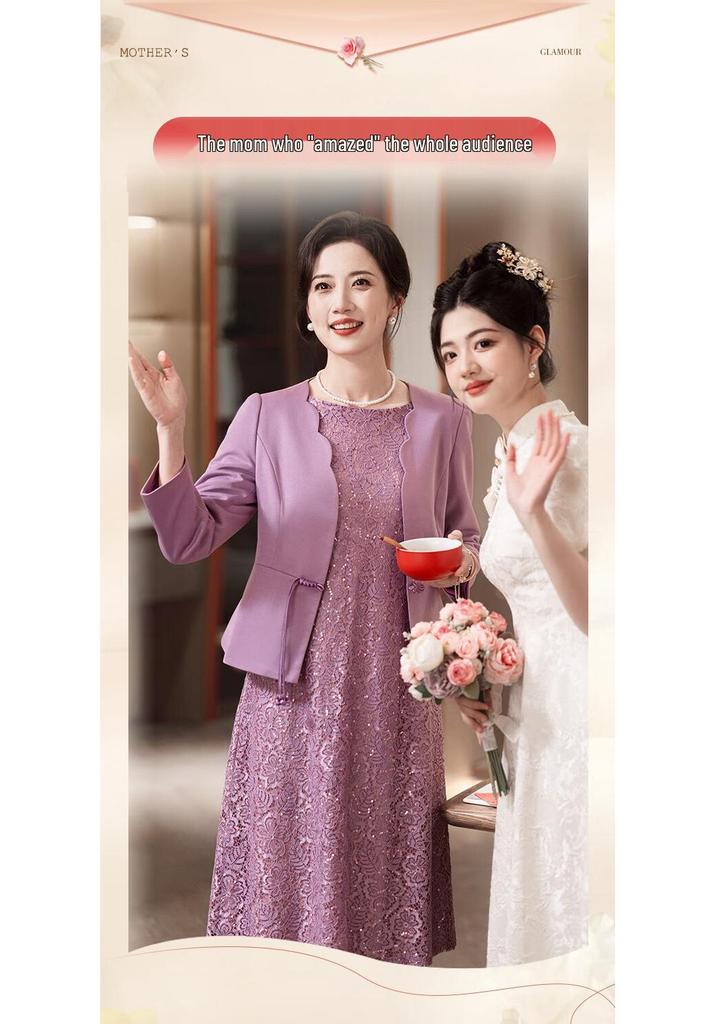 Festive Two-Piece Dress Set for Mothers