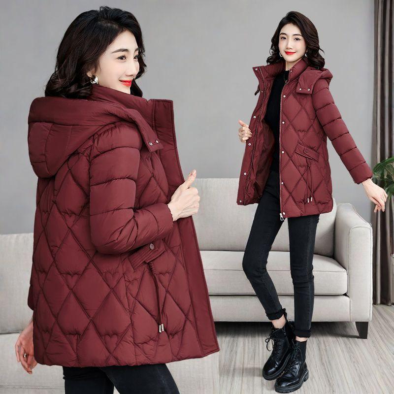 Mom's Winter Cotton Coat: Mid-Length Warm Jacket for Women, Middle-Aged & Elderly
