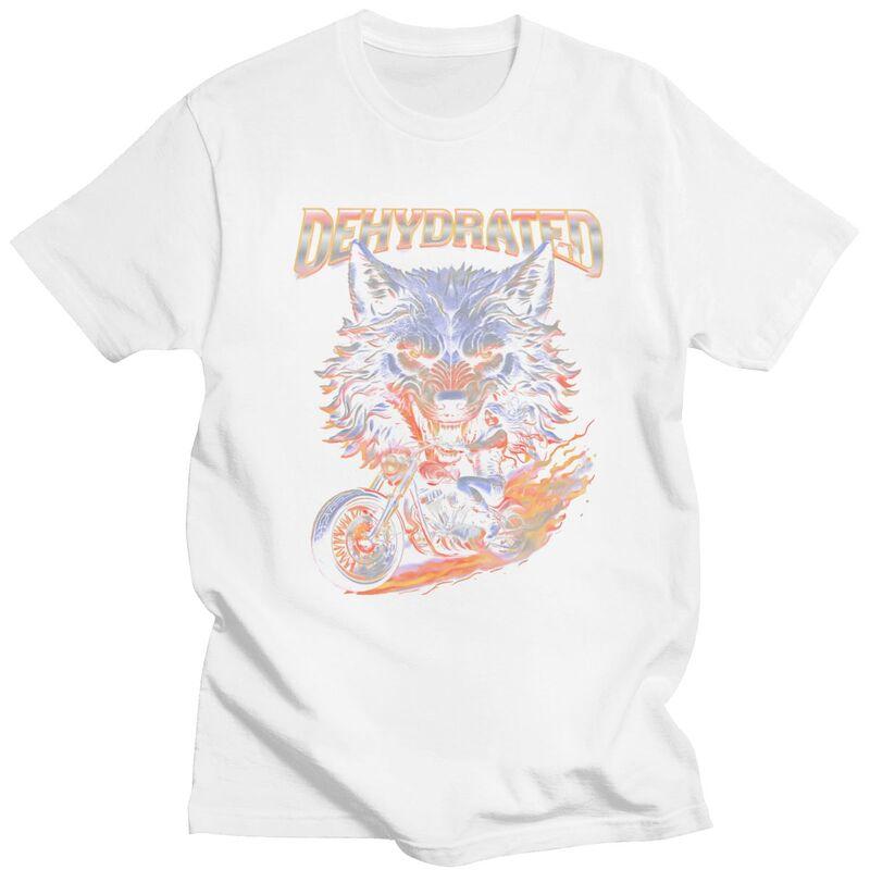 Dehydrated Wolf Biker T Shirts Unisex Tshirt Summer Streetwear Casual Graphic Tee For Husband 100 Cotton Slim Fit Clothes