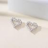 Elegant S925 Sterling Silver Moissanite Heart Stud Earrings for Women - Fashionable, Versatile, and Luxurious Heart-Shaped Jewelry.