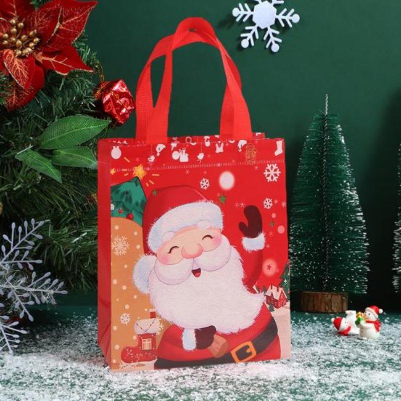 Bags Reusable Santa Claus Snowman Patterns Tote Bags for Festive Party Decoration
