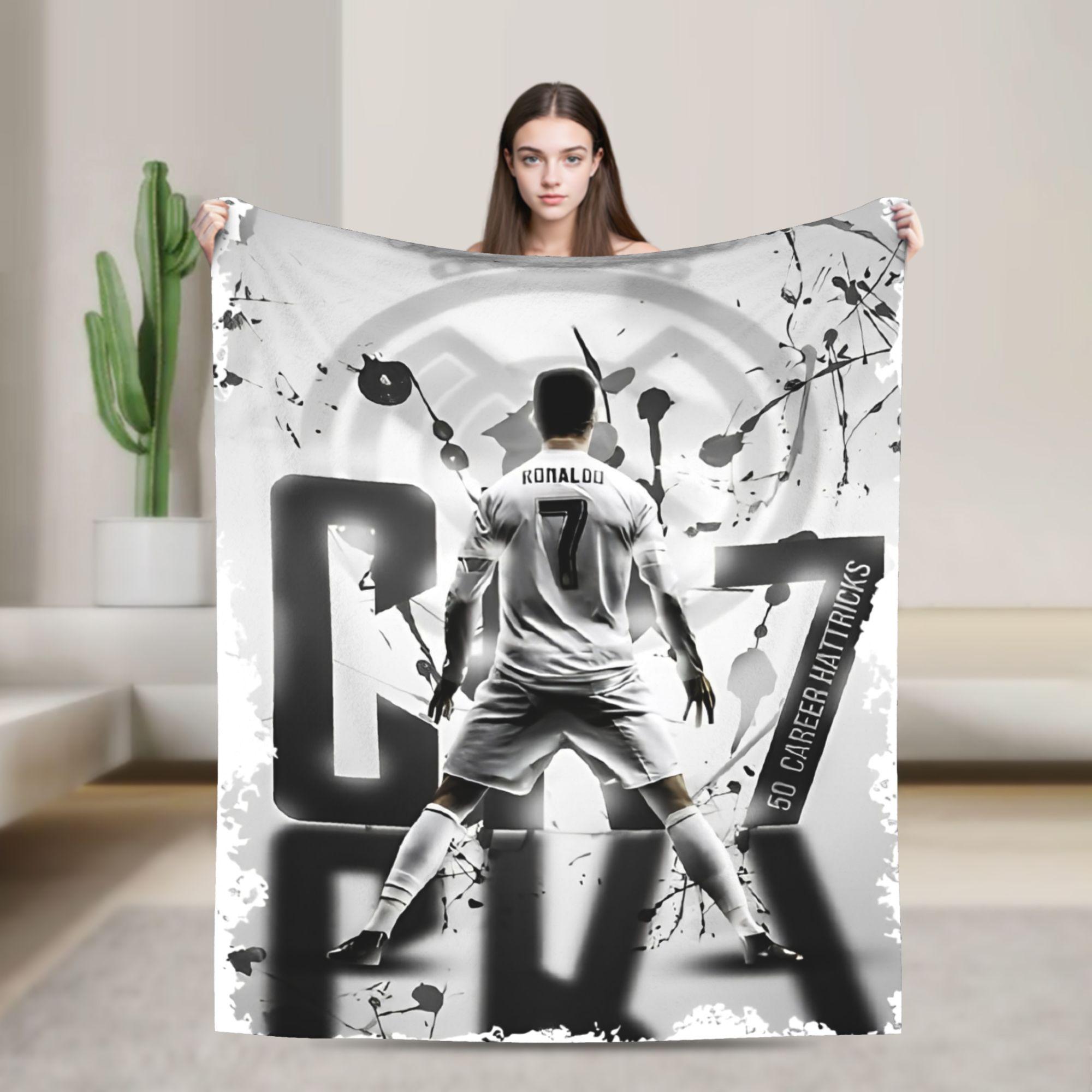 

Ronaldos Football CR7 Flannel Blanket Soccer Fashion Throw Blanket for Home 200x150cm Bedspread 50x60in
